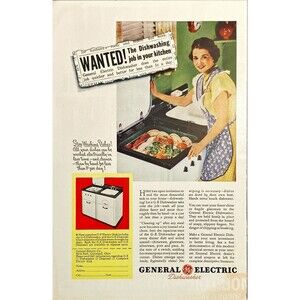 General Electric Dishwasher "Does the entire job quicker & Better" Print Ad 1937